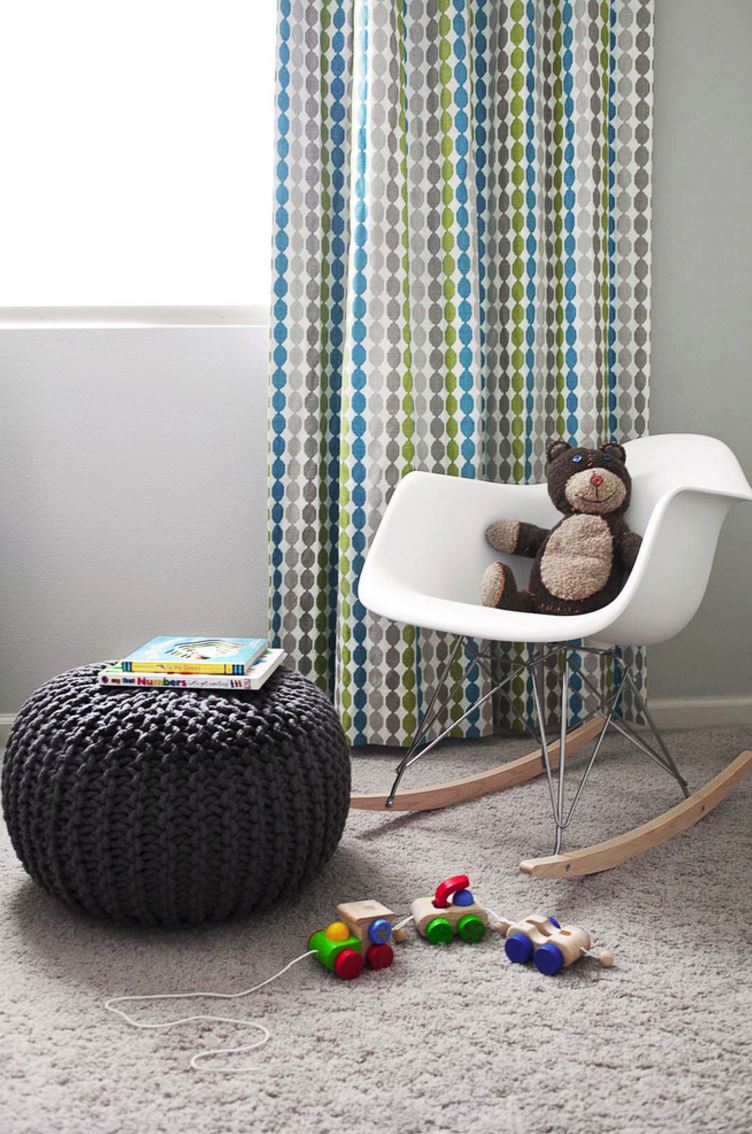 Braided pouf in a modern nursery