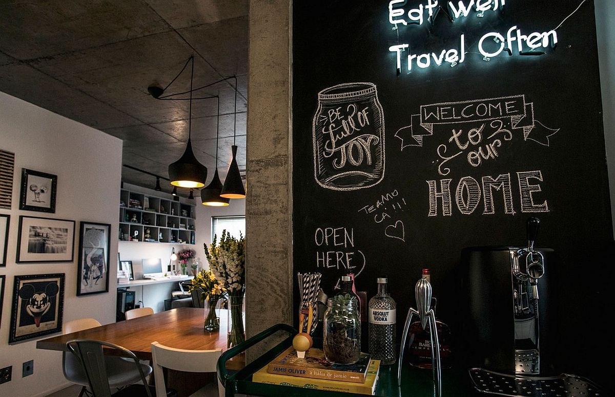 Chalkboard wall in the dining space