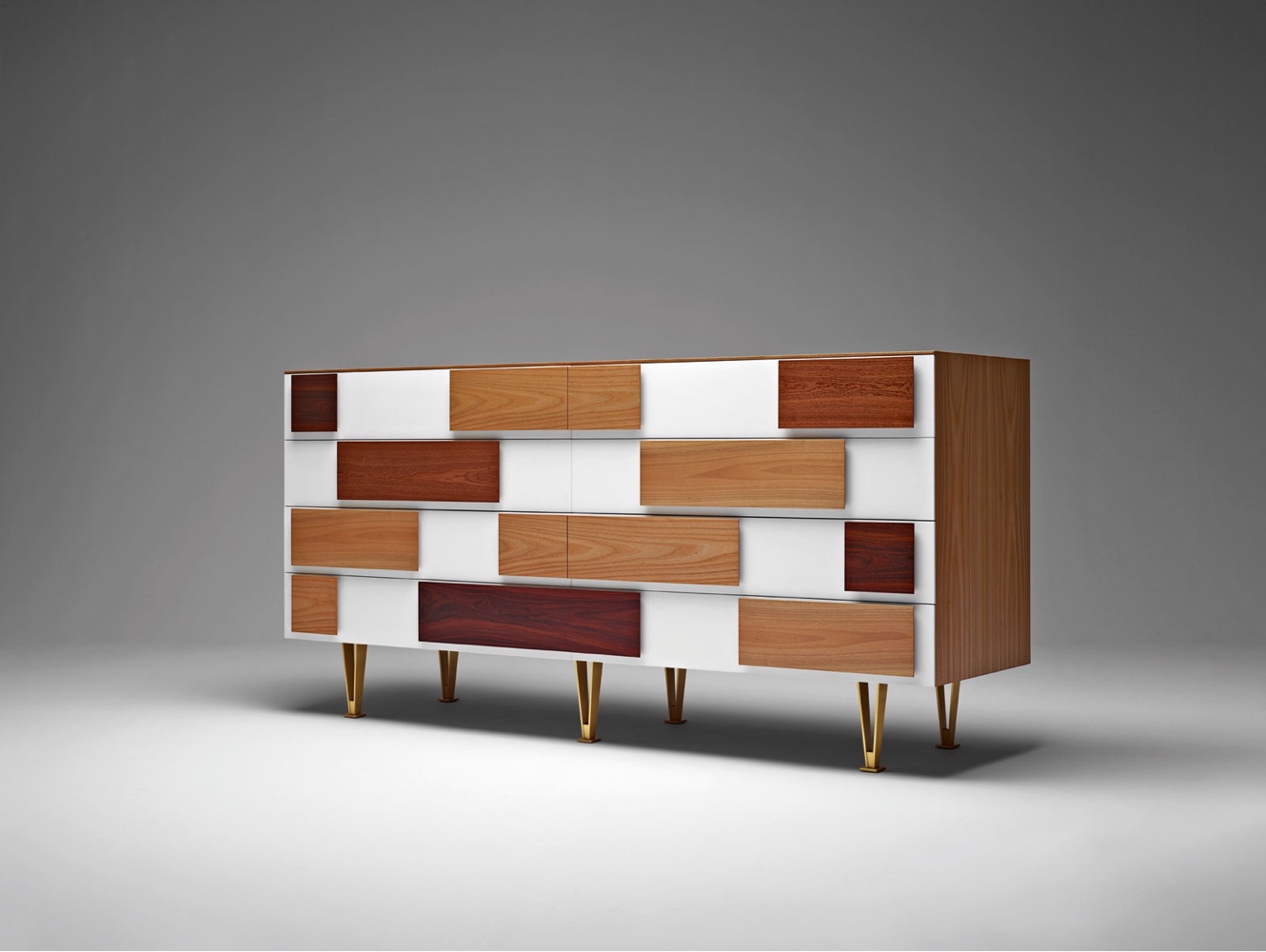 Chest of drawers D.655.1 D.655.2 by Gio Ponti. Designed in several versions between 1952 and 1955, this new version was produced using original drawings from the Gio Ponti Archives. Image © Molteni & C S.P.A.