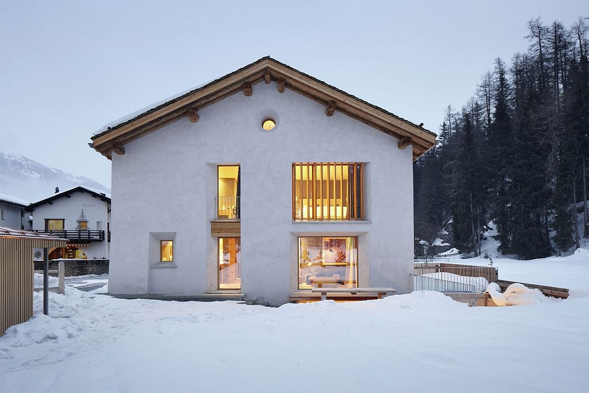 Classic exterior of the old barn house is left intact despite the modern interior