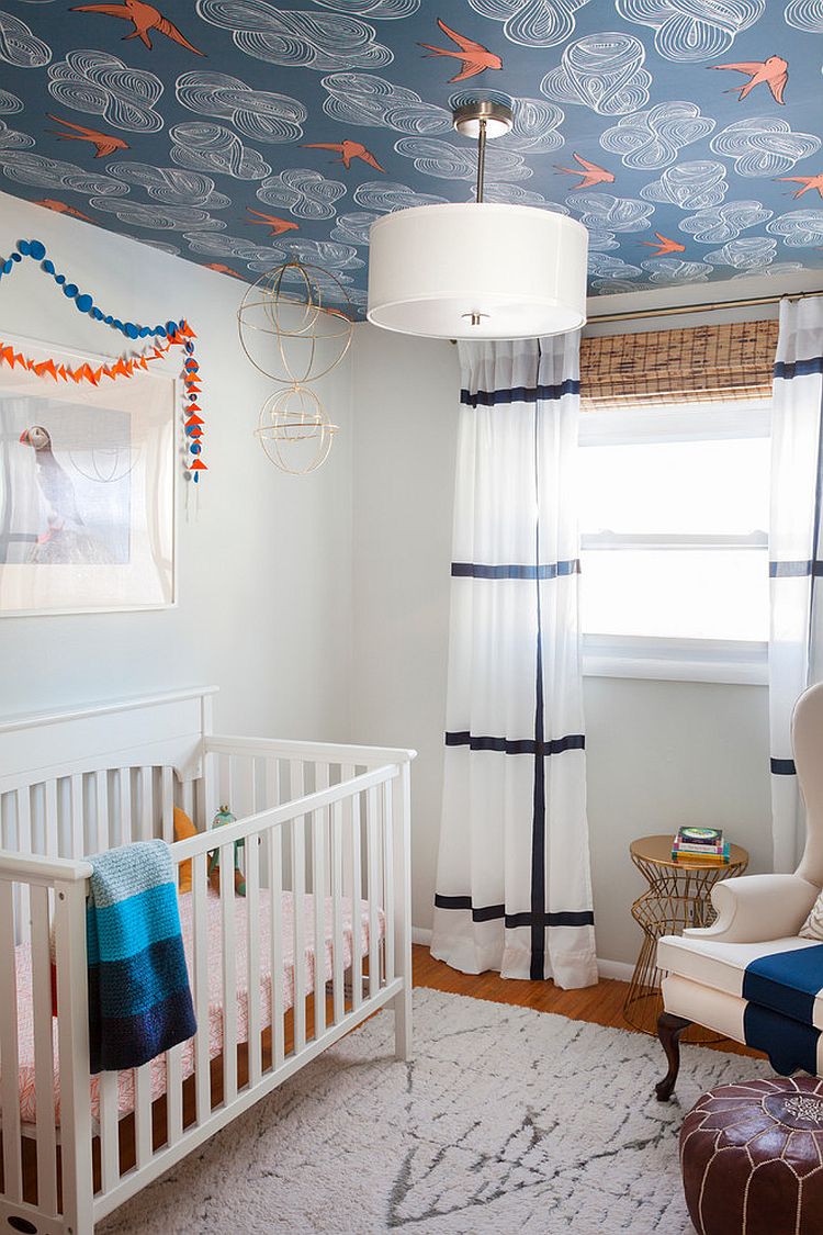 Colorful ceiling makes perfect sense in the nursery