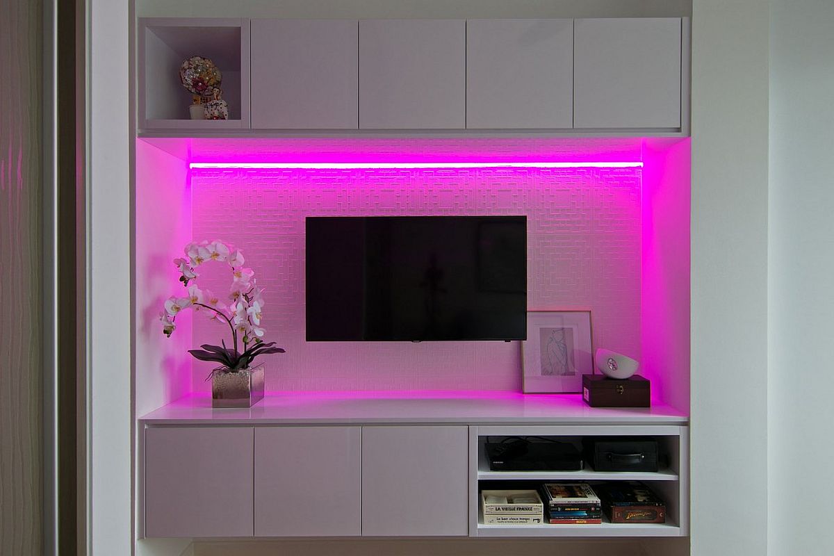 Creative way to light up the TV nook in the bedroom