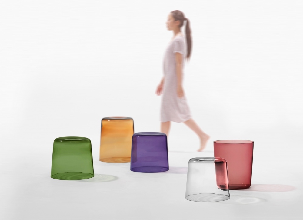 The Cup table, designed by Ichiro Iwasaki, is a vibrant mouth-blown glass table. Image © Iwasaki Design Studio.