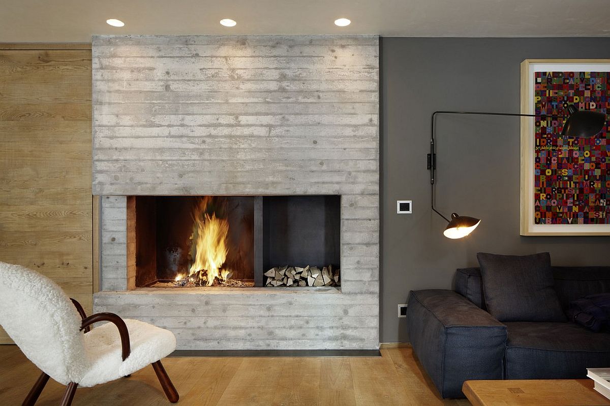 Custom contemporary fireplace design with textural beauty