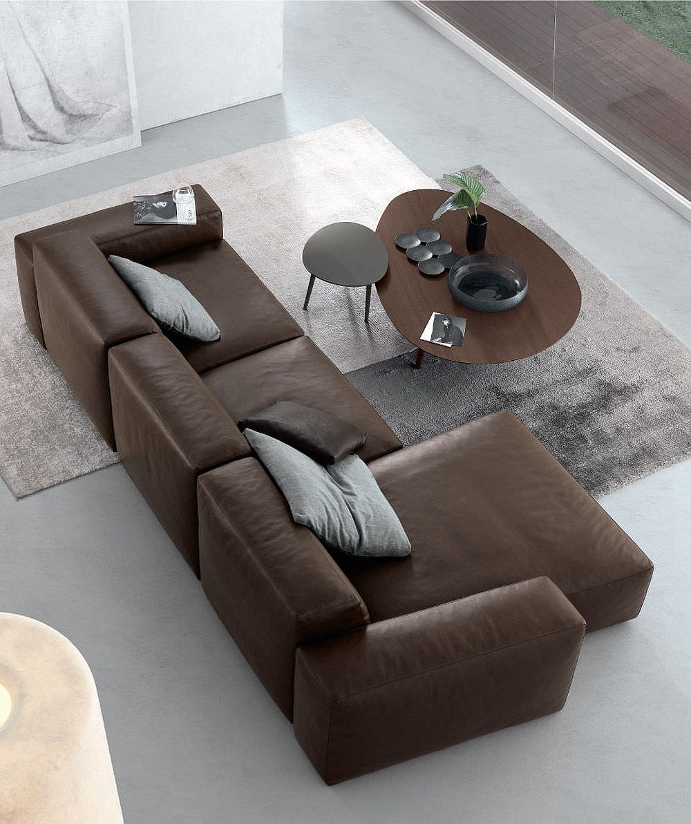 Dark sectional sofa with smart functionality