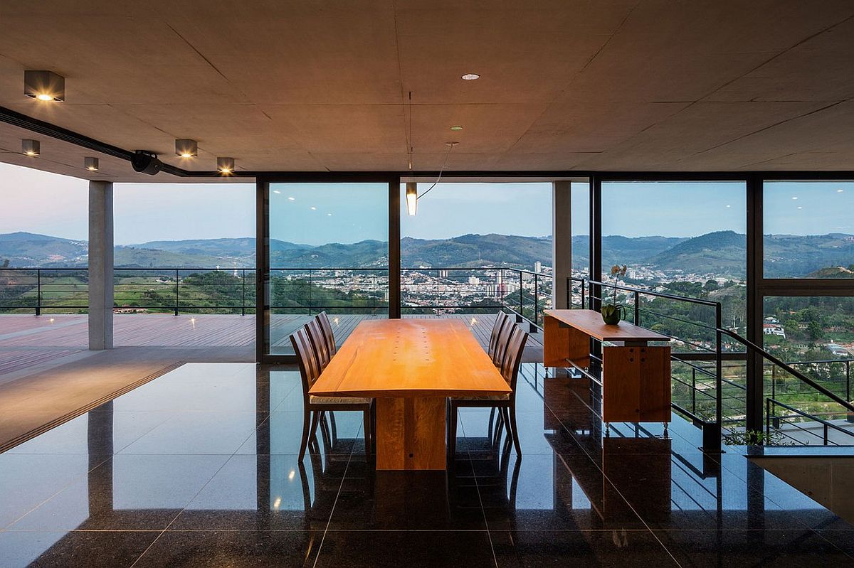 Dining area on the top level of the house with mesmerizing views