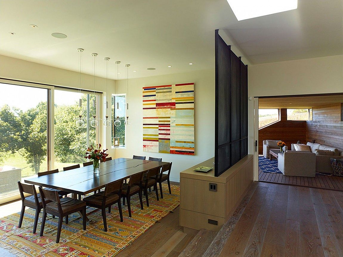 Dining room with a view of the surrounding landscape