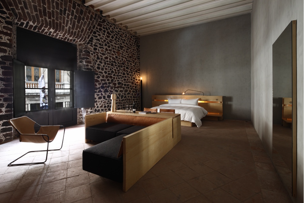 A room at the Downtown Hotel in the Centro Histórico borough of Mexico City, with interior design by Paul Roco.