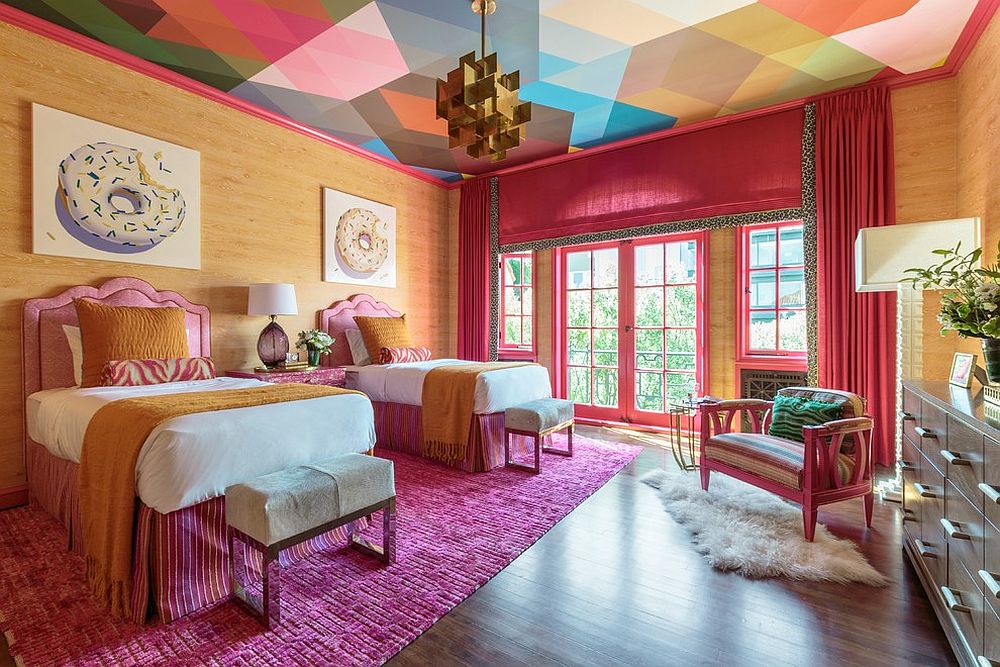 Eclectic guest bedroom full of color