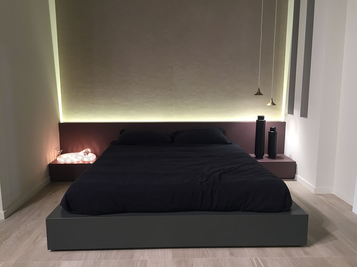Exclusive platform bed with brilliant lighting that adds to the appeal of the setting
