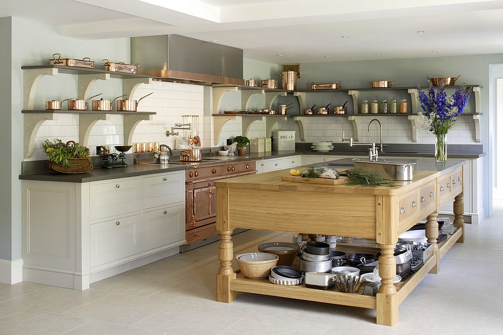 Fabulous kitchen with custom copper and stainless steel La Cornue range [Design: Artichoke]