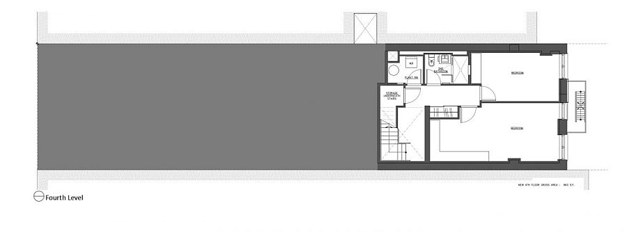 Forth level floor plan of revamped apartment building in NYC