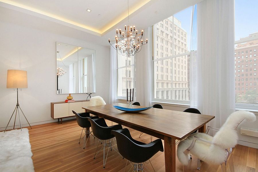 Gorgeous dining room of NYC apartment with wonderful views