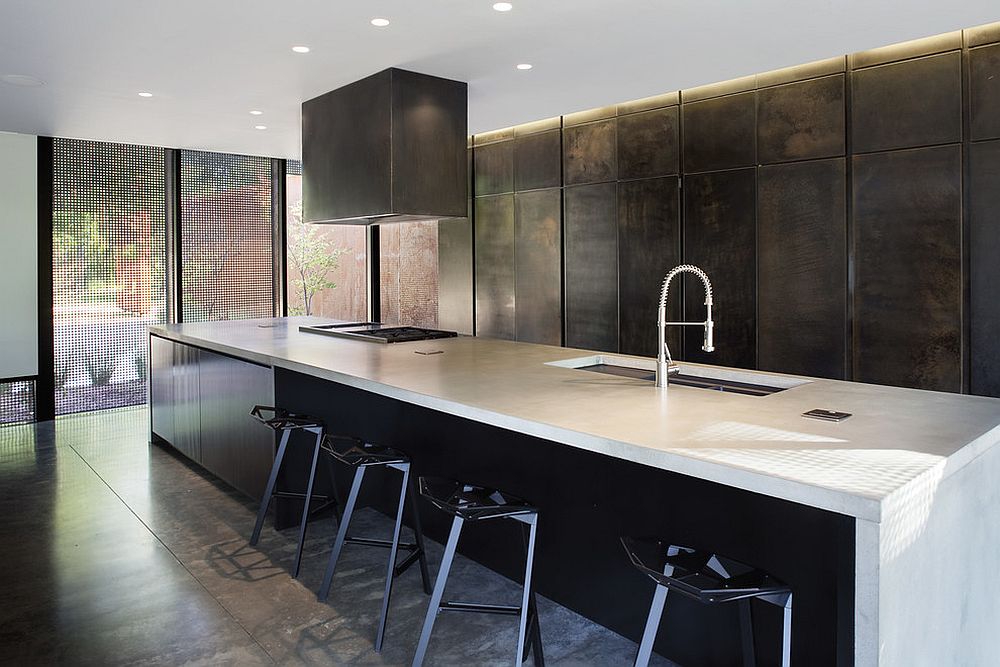 Gunmetal kitchen cabinets make for a unqiue choice in the contemporary kitchen