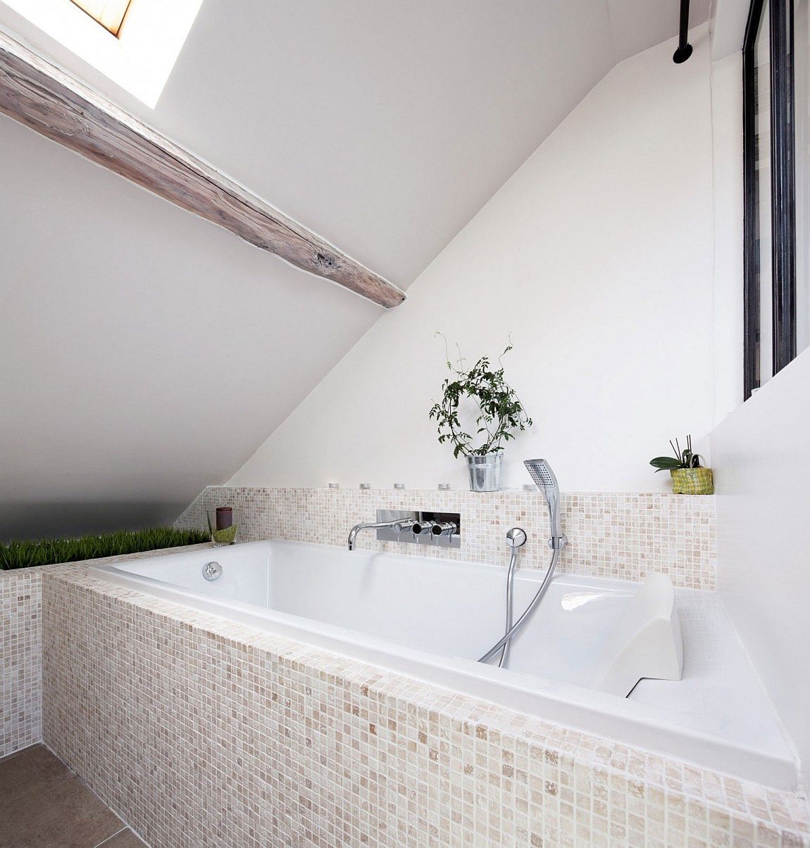 Hint of greenery inside the small bathroom