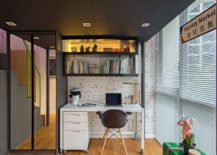 Home-office-with-loft-space-above-and-workdesk-on-wheels-217x155