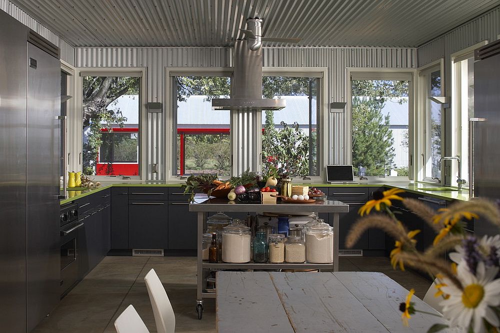 Industrial take on adding metallic glint to your kitchen! [Design: Wheeler Kearns Architects]