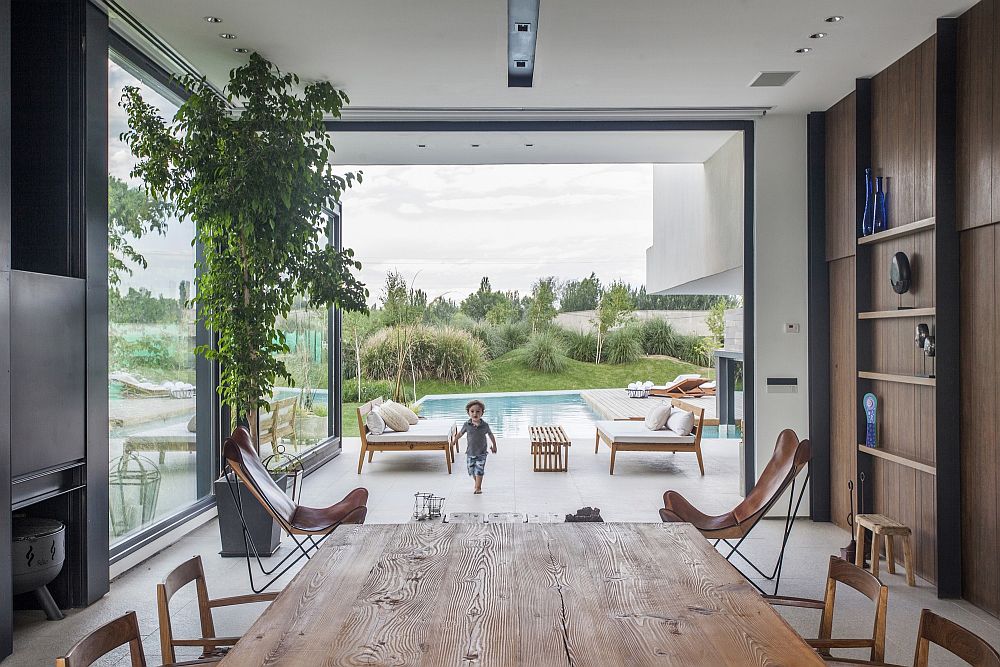 Interior of the home connected with the poolscape outside