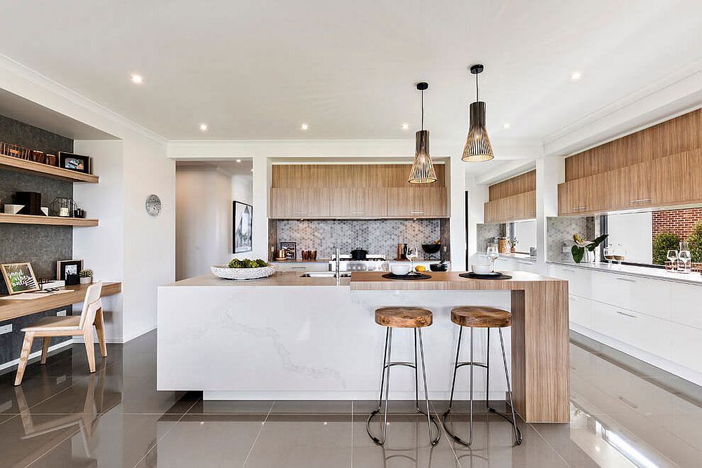 Kitchen with home workspace in the corner