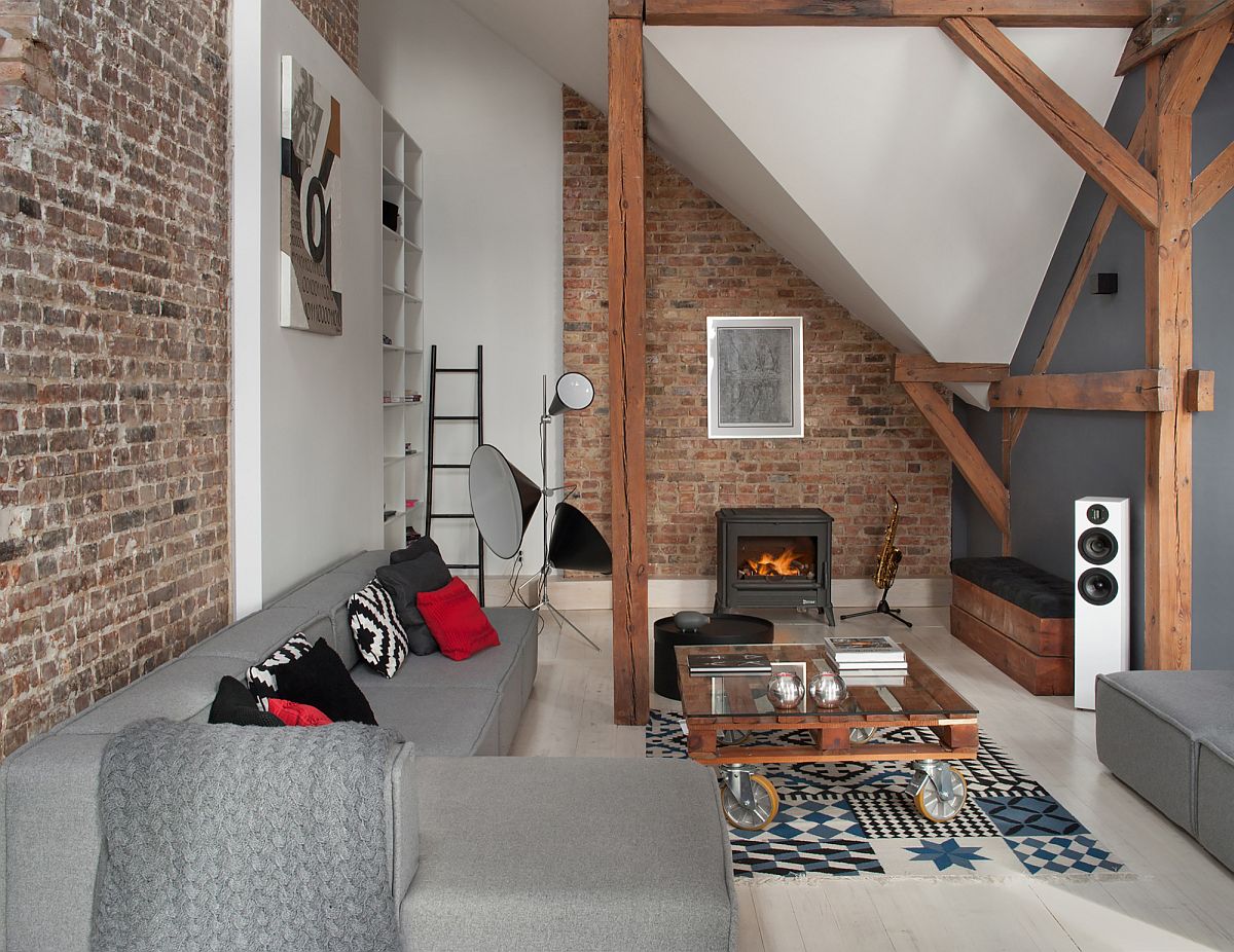 Living room of the revamped apartment in Poznan