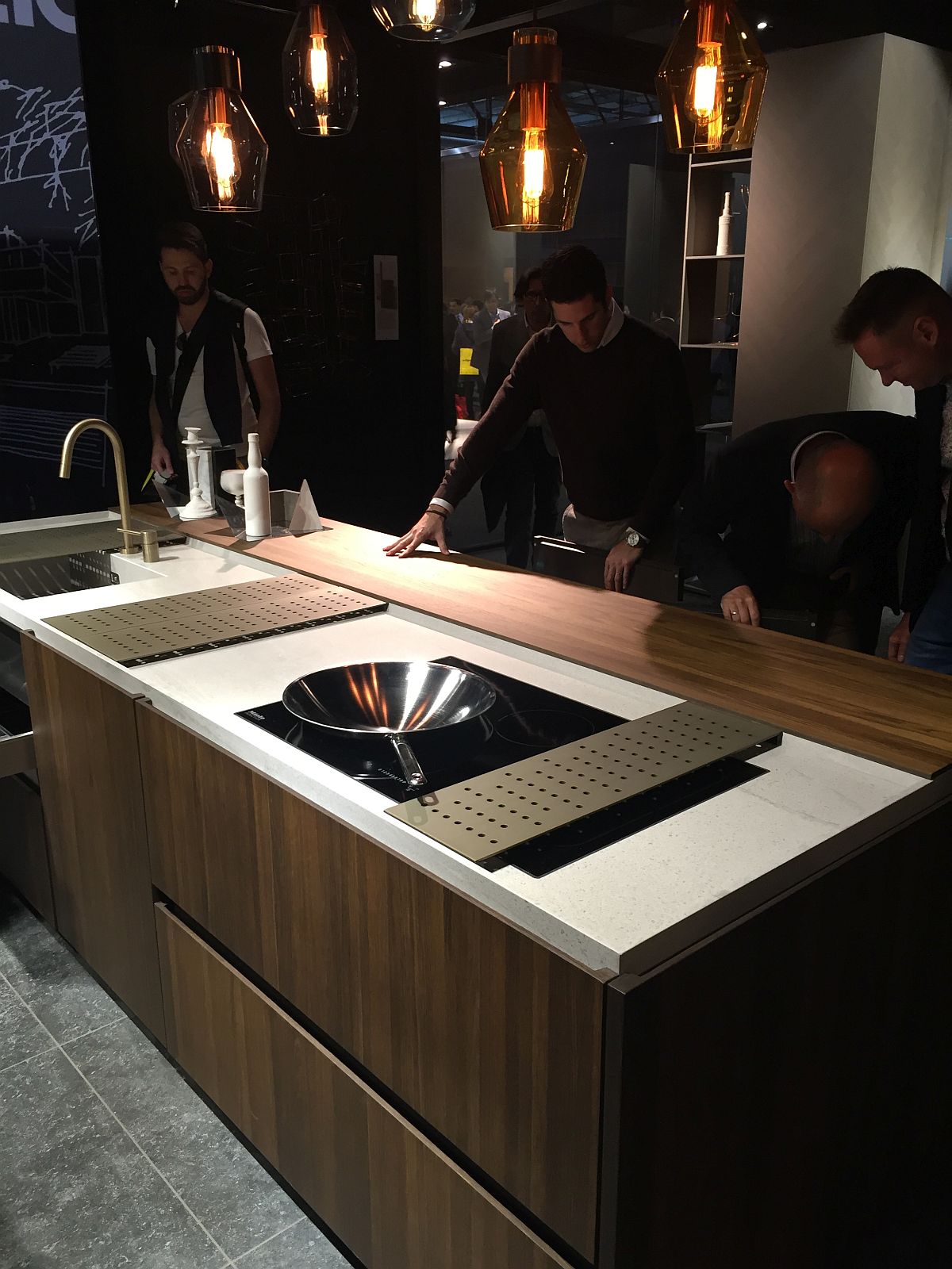 Marble and wooden worktops shine through with Binova kitchen island