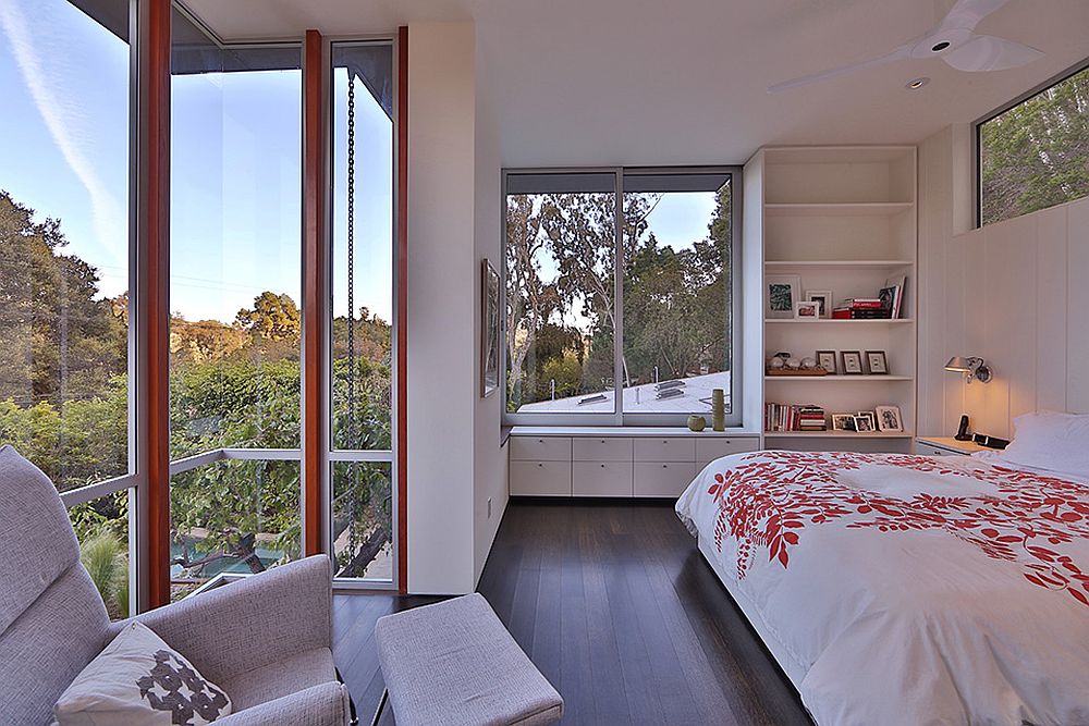 Master bedroom of the renovated California home