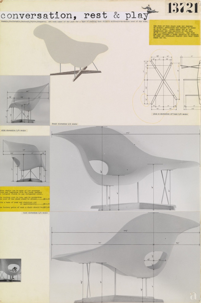 Entry Panel for MoMA International Competition for Low-Cost Furniture Design (La Chaise). Image © 2016 Eames Office, LLC.