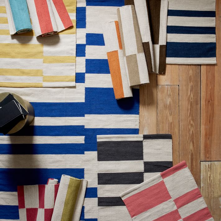 Offset stripe dhurrie rugs from West Elm