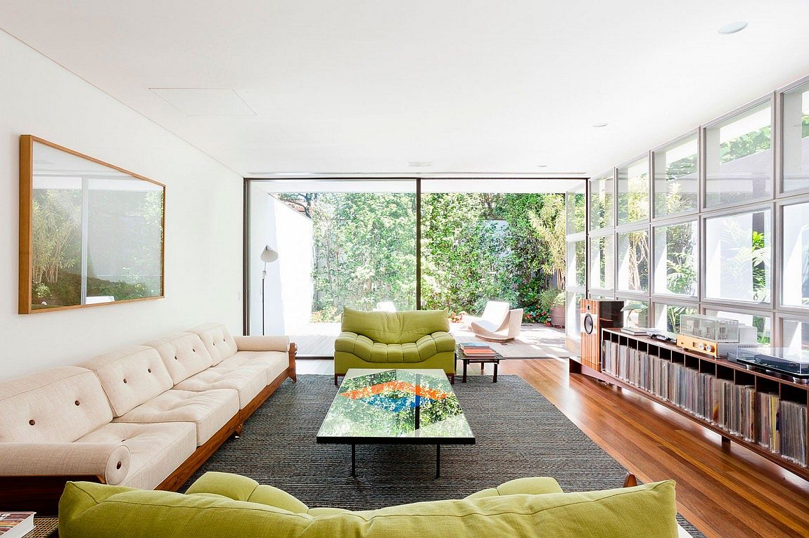 Open and inviting sitting room of AA House