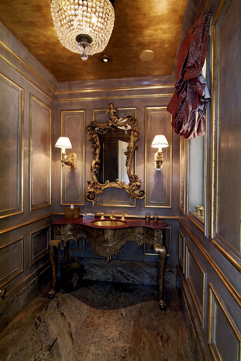 Ornate vanities are perfect for the charming Victorian powder room