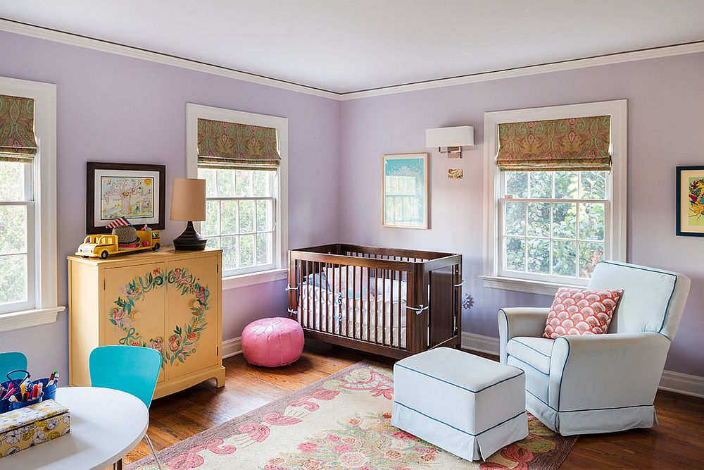 Purple looks great in the traditional nursery as well! [Design: Georgeanna Parks Interior Design / Anthony Rich Photography]