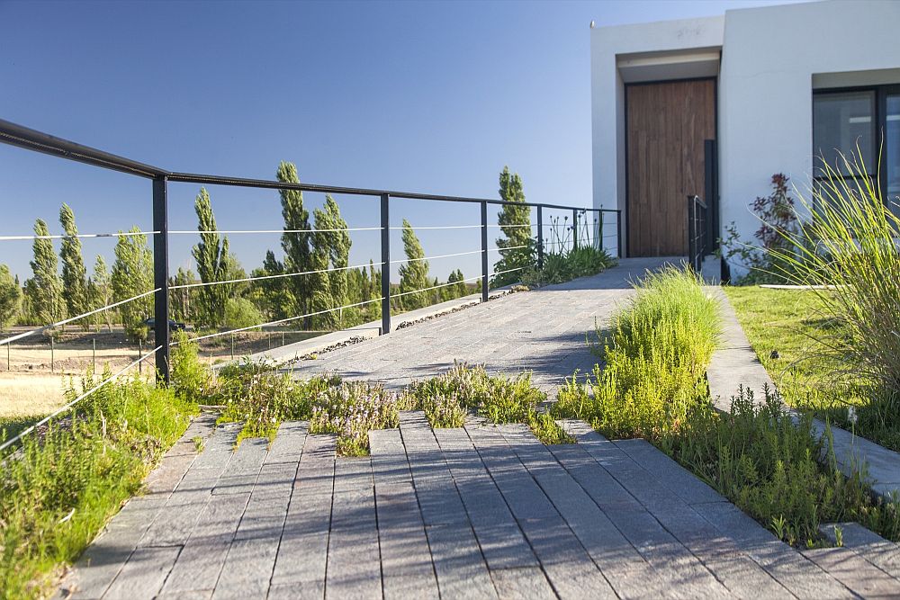 Ramped walkway leading to the entrance of the home