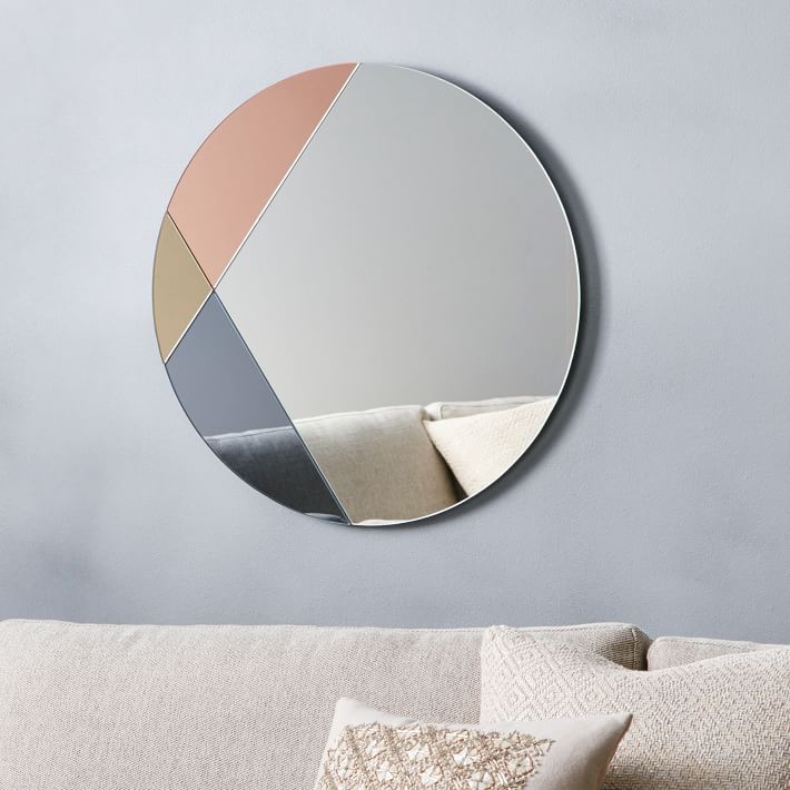 Round tinted glass mirror from West Elm