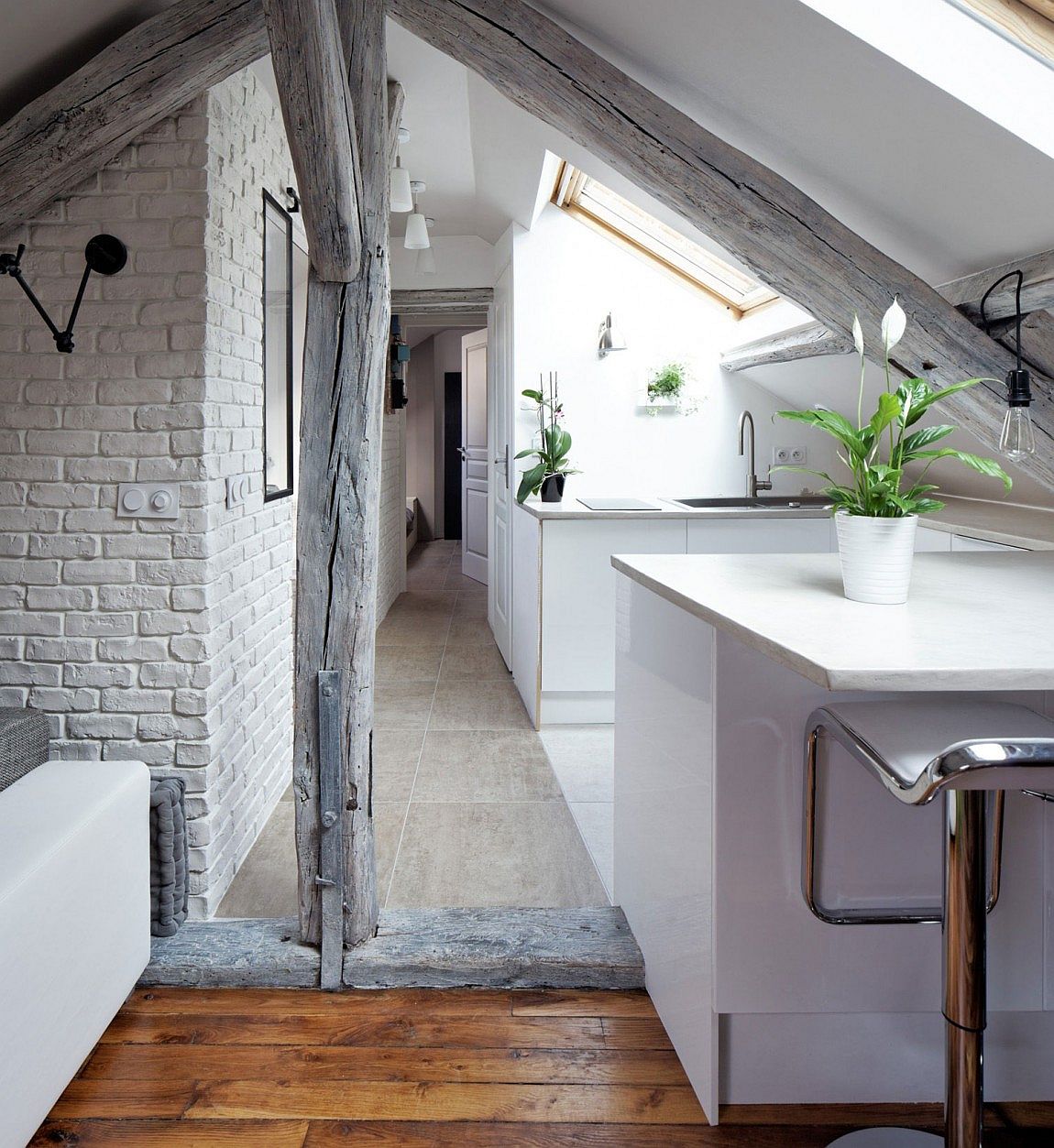 Rustic contemporary apartment renovation in Paris