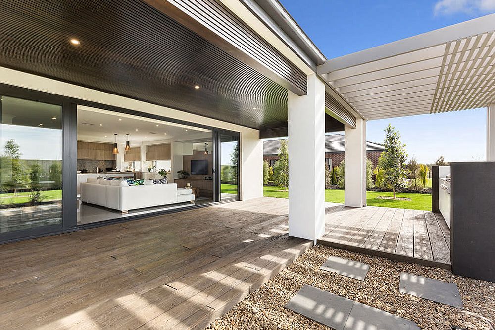 Shaded outdoor space and barbeque zone of the Aussie home