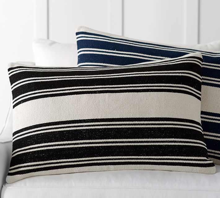 Striped dhurrie pillow covers from Pottery Barn