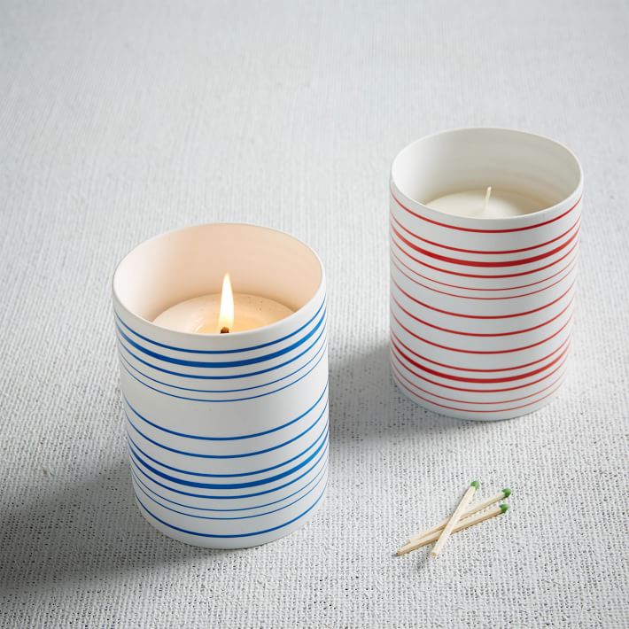 Striped porcelain hurricanes from West Elm