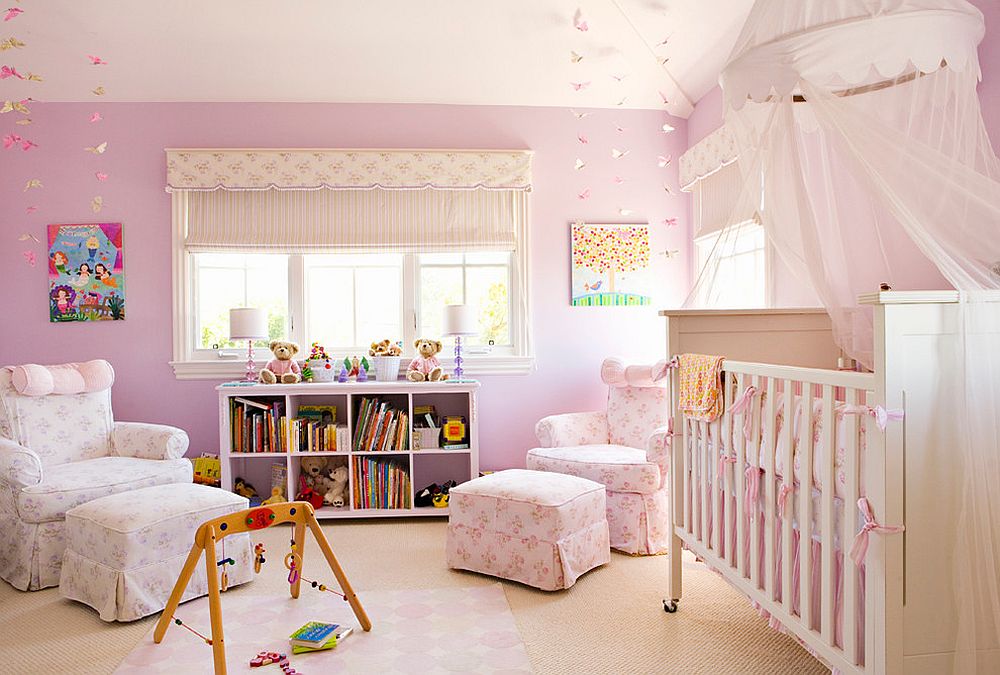 Turn towards lighters shades of lilac and purple for an ultra-cute nursery