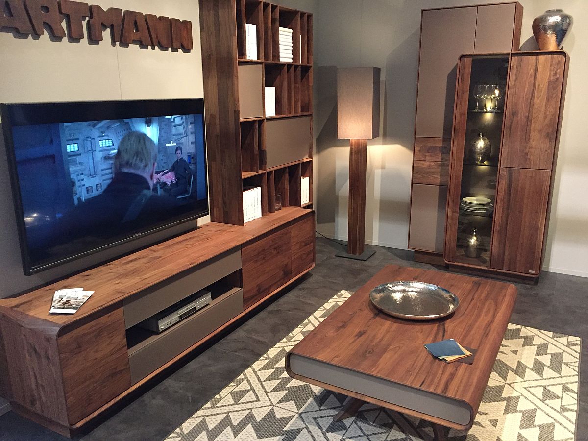 Wooden finishes steal the show when it comes to entertainment units and living room furniture from Hartmann