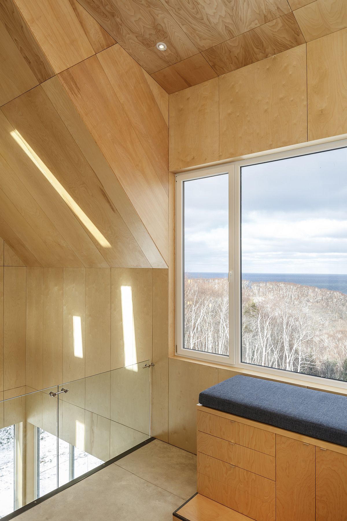 Wooden interior acts as a support that helps that cabin withstand strong winds