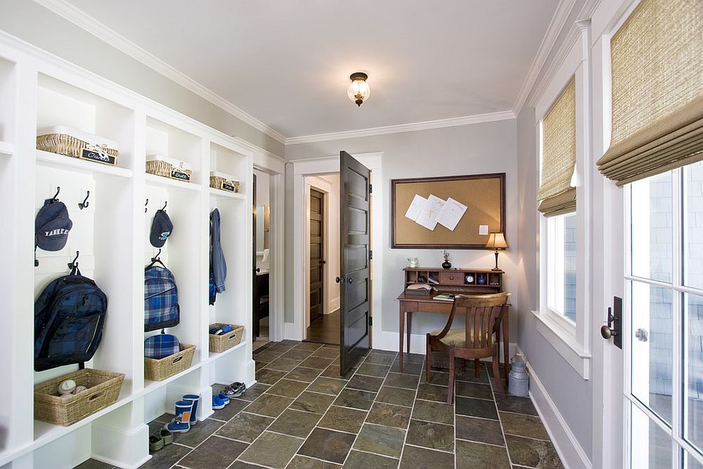 A desk and chair for the mudroom can give the kids a cool study space [Design: Clawson Architects]