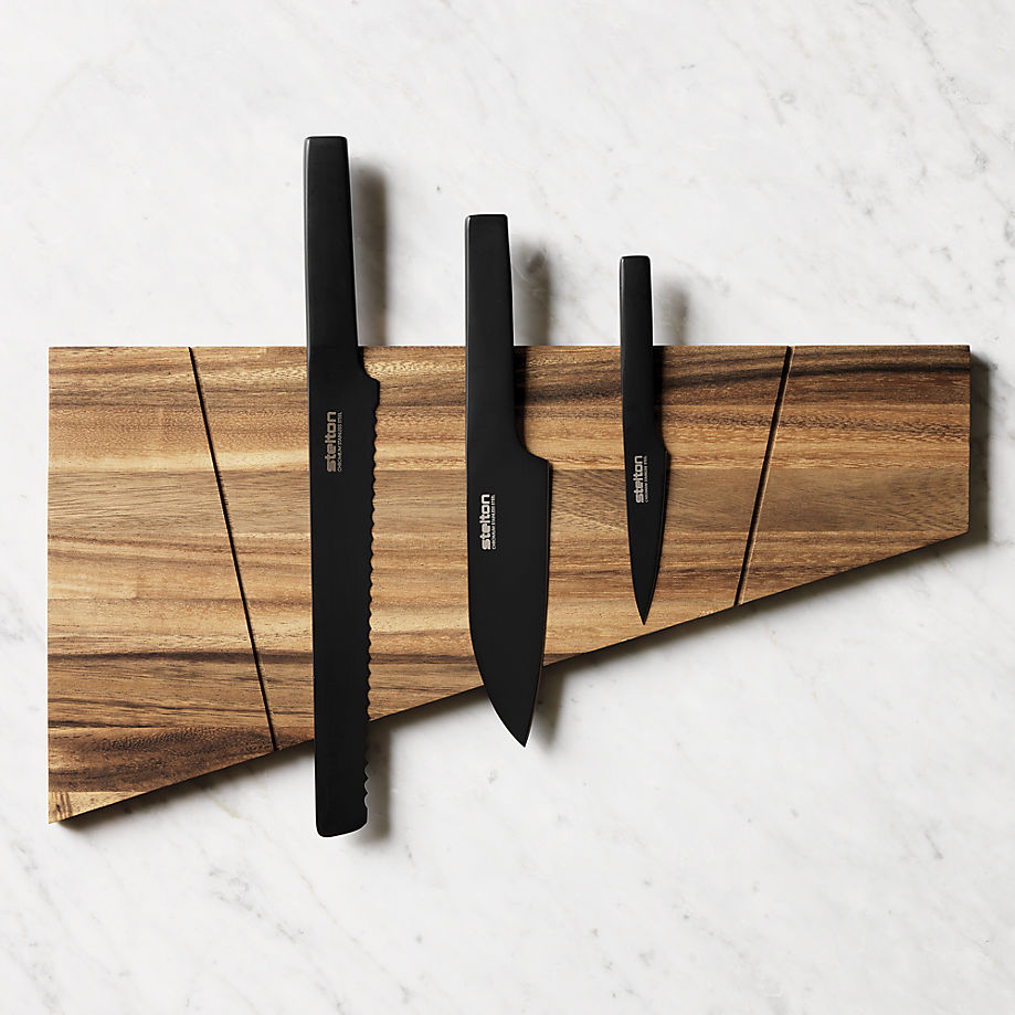 Acacia magnetic knife board from CB2