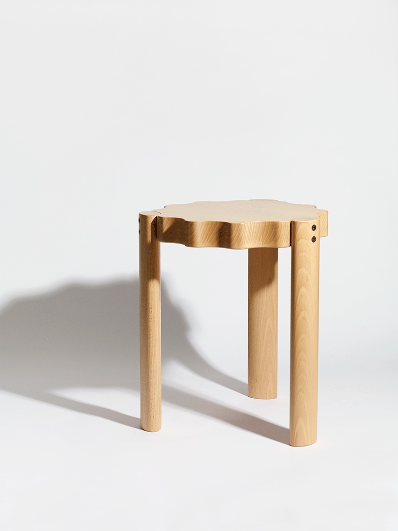 The Ace Stool in solid birch for Ace Hotel. Image courtesy of Philippe Malouin.