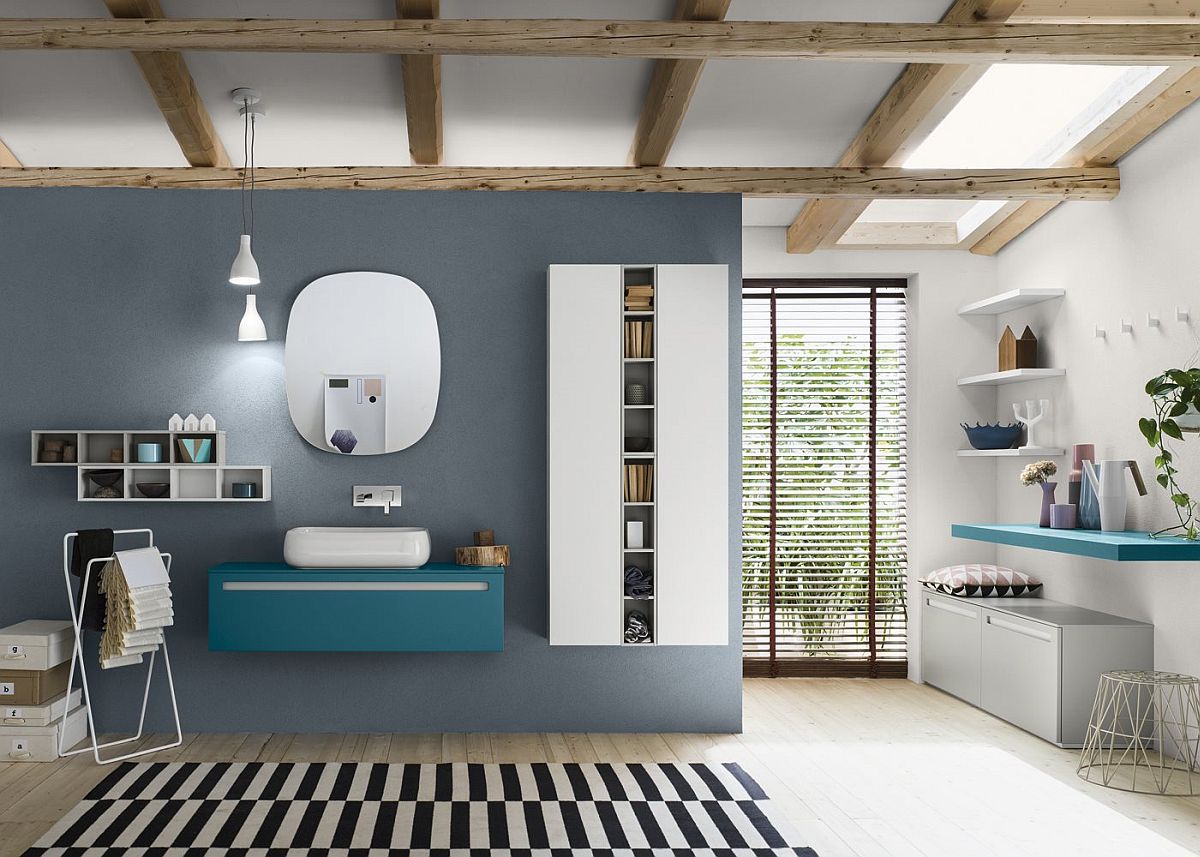 Add color to your bathroom with modular system Progetto