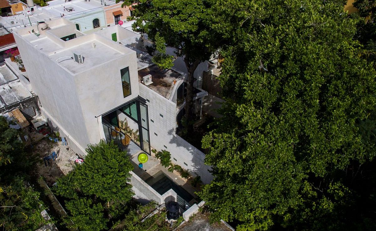 Aerial view of Casa Desnuda in Merida, Mexico