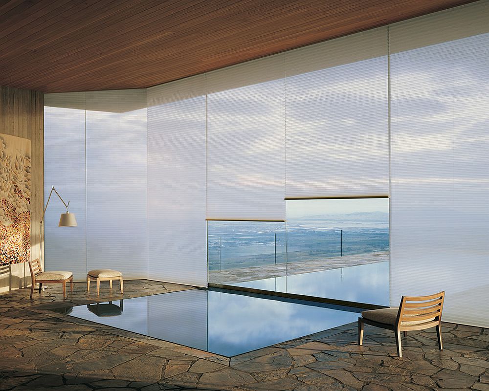 Awesome meditation and reflection room with Hunter Douglas® Duette® Honeycomb Shades