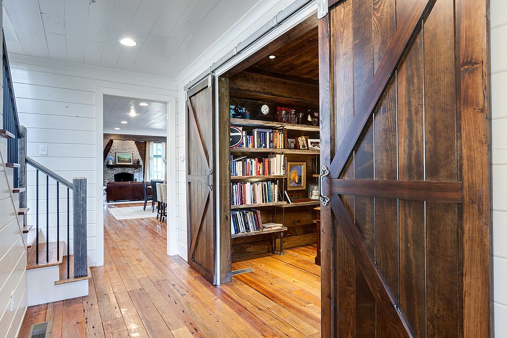 Barn doors make it easier to find space for the home office!