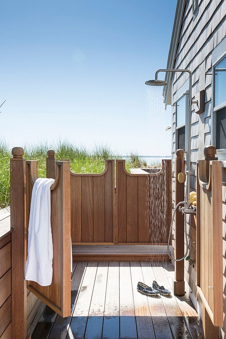 Beach style outdoor shower captures the spirit of summer perfectly