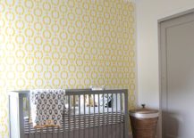 Beautiful-wallpaper-brings-yellow-while-the-crib-adds-gray-to-the-modern-nursery-217x155