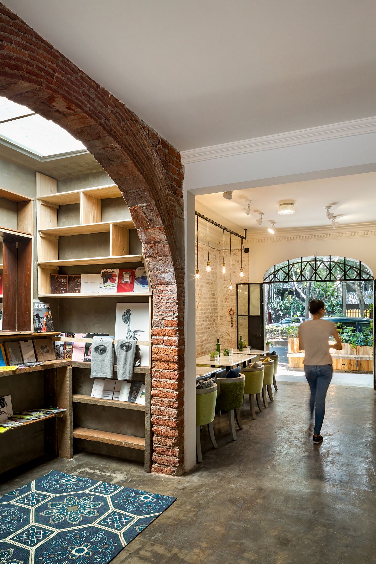 Bookstore inside the unique restaurant in Mexico City